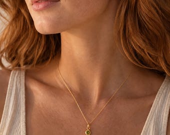 Peridot Necklace Gold August Birthstone Pendant Dainty Gemstone Pendants Gold