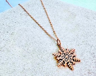 Snowflake Necklace Rose Gold Christmas Necklace Christmas Dainty Jewelry Gift For Her
