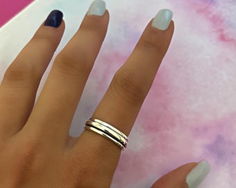 Fidget Ring Sterling Silver Polished Spinner Ring Anxiety Rings For Women Minimalist Ring Cool Meditation Ring