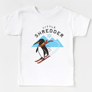Little Shredder Penguin Ski Snowboard T-Shirt - Infant, Toddler Tee & Bodysuit