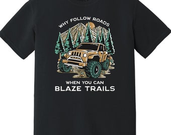Off-road lovershirt, jeep Lover-shirt, avontuurlijke pionier, stoere mannen vakantie, cool dad-shirt, campingshirt, shirt zomertrip.