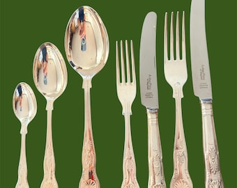 Vintage Silver Plate Cutlery Set | Regal King’s Pattern | Quality Craftsmanship by Sheffield Makers | Elegant Dining Pieces | Flatware