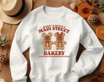 Mickey and Minnie Main Street Bakery Sweatshirt, Disney Christmas Gingerbread Shirt, Disney Christmas Sweatshirt, Disney Christmas Cookies