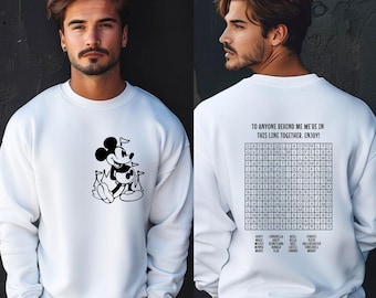 Moletom interativo engraçado da Disney, quebra-cabeça de espera na fila, moletom Disney com dois lados, camiseta Disney para pai, moletom Disney para mãe