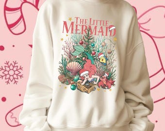 Retro The Little Mermaid Sweatshirt, The Most Wonderful Time Sweatshirt, Merry Christmas Sweatshirt, Xmas Holiday Sweater, Holiday Season