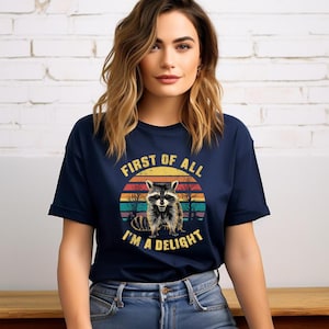 Retro First Of All I&#39;m A Delight Sarcastic Angry Opossum Lover Shirt, Comfort Funny Animal Lover TShirt, Unique Gift for Opossum Lovers
