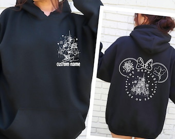Custom The Happiest Place One Earth Hoodie, Disneyland Vacation Hoodie, Mickey and Minnie Magical Castle Hoodie, Disney Family Trip Hoodie
