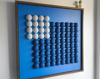 Golf Decor 3D Golf Wall Art – Plaster Wall Art Blue| 53 x 53 cm / 21 x 21 in | Handmade Unique Gift for Golf Lover
