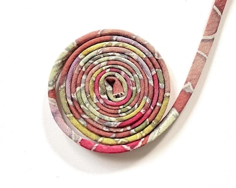 Japanese KOFU Silk Cord – Antique Kimono Fabric, Brown & Multicolor (5mm, 1m)