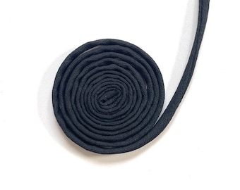 Japanese KOFU Silk Cord – Antique Kimono Fabric, Black (5mm, 1m)