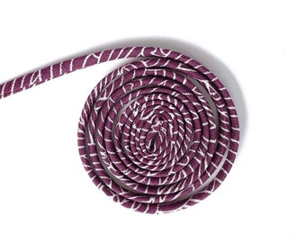 Japanese KOFU Silk Cord – Antique Kimono Fabric, Purple & White (5mm, 1m)