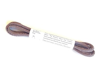 Japanese KOFU Silk Cord – Antique Kimono Azuki brown/ beige, Edo Komon Pattern (5mm, 1m)