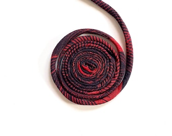 Japanese KOFU Silk Cord – Antique Kimono Fabric, Black & Red (3mm, 1m)