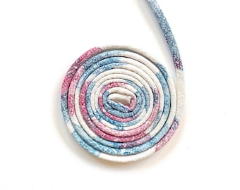 Japanese KOFU Silk Cord – Antique Kimono Fabric, White & Pastel color (5mm, 1m)