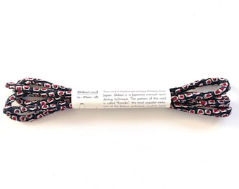 Japanese SHIBORI Silk Cord – Antique Kimono Fabric, Black & Red (5mm, 1m)