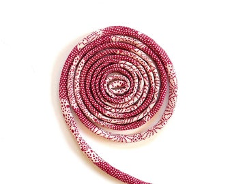 Cordón KOFU 5mm - hecho con Kimono antiguo, 1m, color rojo  antiguo/ blanco