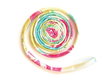 Japanese KOFU Silk Cord – Antique Kimono Fabric, Yellow, Green & Pink (5mm, 1m)