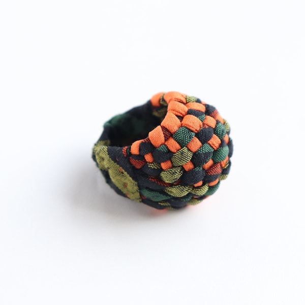 Bague tissée en soie de kimono recyclée, bijoux en textile