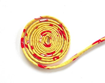 Japanese KOFU string 3mm - made with antique Kimono, silk, 1m, color Yellow / red