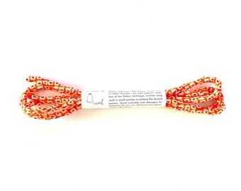 Japanese Silk SHIBORI Cord, Orang/White, made of antique Kimono (5mm, 1m)
