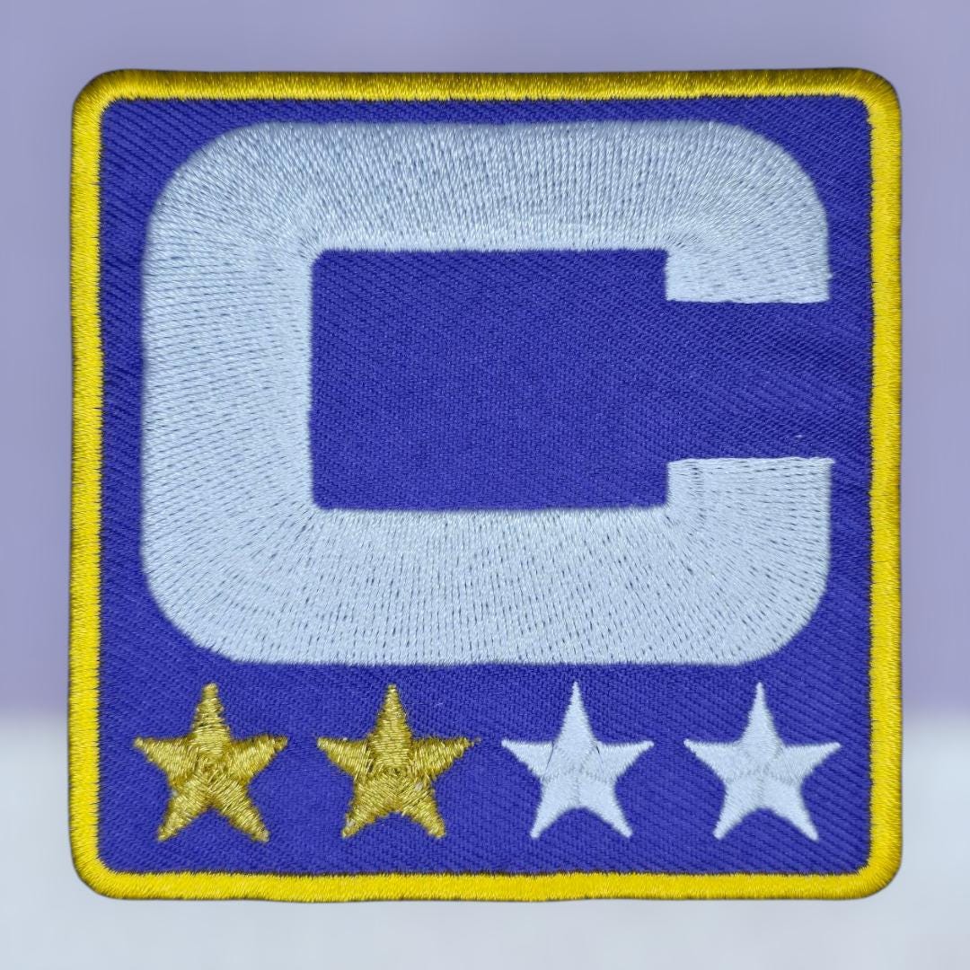 Purple CAPTAIN C Patch 2 GOLD STARS Sports Jersey Embroidered Iron on ...