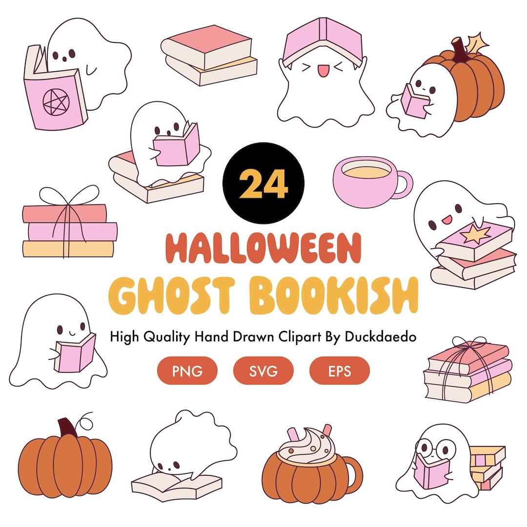 Halloween Ghost Clipart Set, Bookish PNG SVG EPS (digital Download) - Etsy