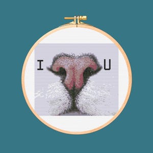 I love you Cat Cross Stitch Pattern. Downloadable Digital PDF Design.