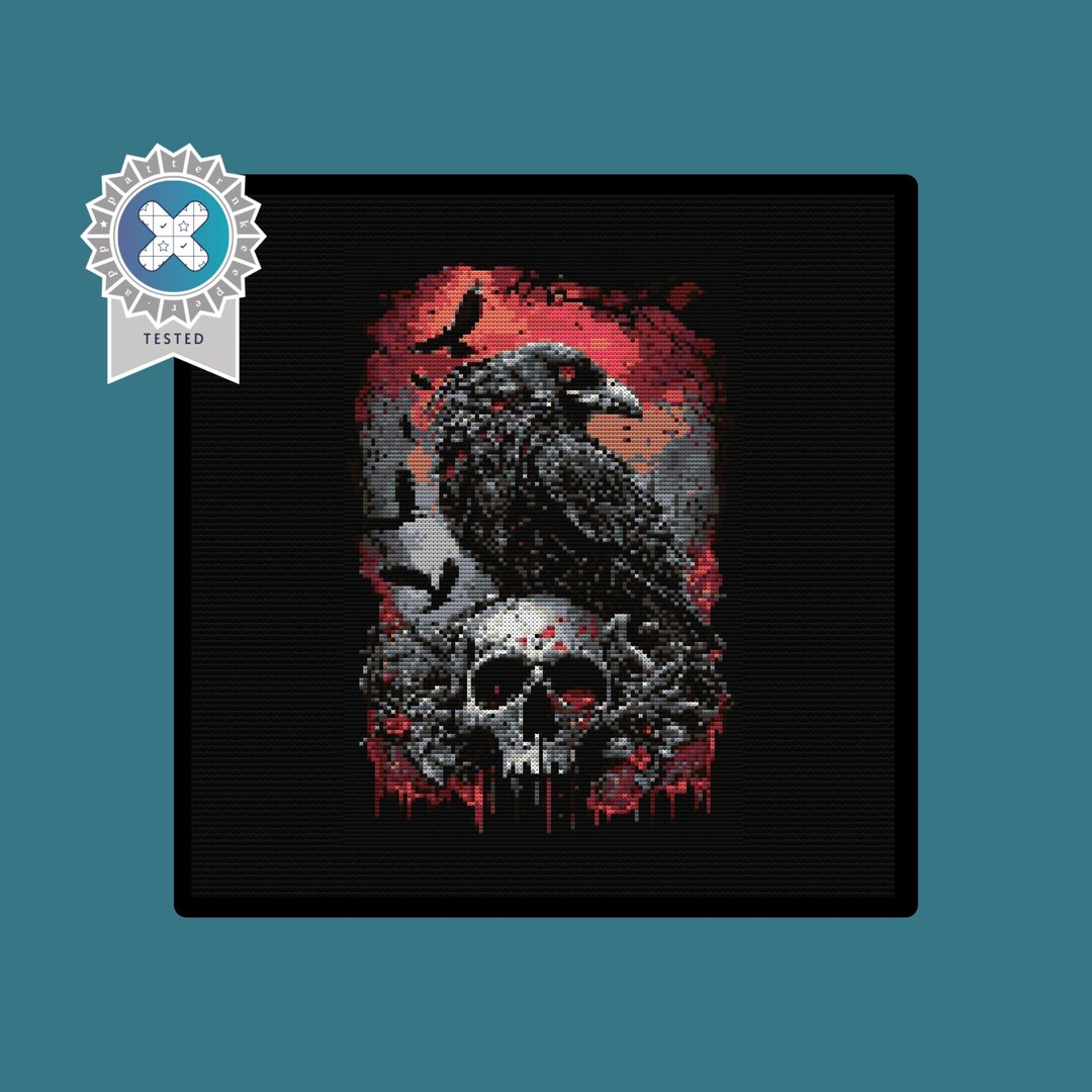 Gothic Raven Cross Stitch Pattern. Downloadable Digital PDF Design. - Etsy