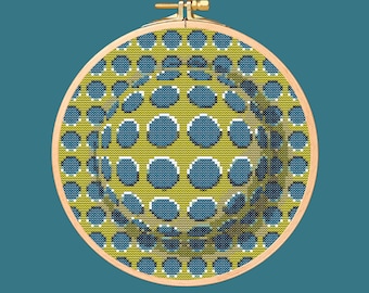 Optical illusion Cross Stitch Pattern. Downloadable Digital PDF Download Design.