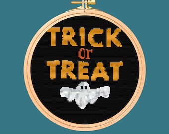 Süßes oder Saures Halloween Kreuzstichmuster. herunterladbares digitales pdf Design