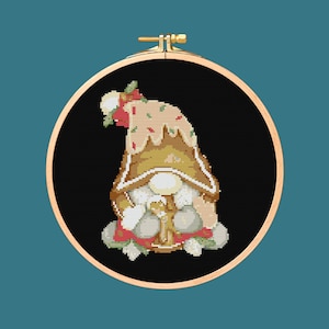 Christmas Gnome Cross Stitch Pattern. Downloadable Digital PDF Download Design.