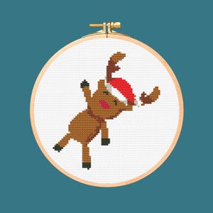Christmas Deer Cross Stitch Pattern. Downloadable Digital PDF Download Design.