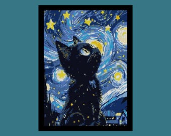 Cat Cross Stitch Pattern. Downloadable Digital PDF Design.