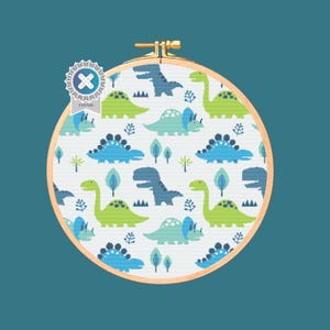 Dinosaurs Cross Stitch Pattern. Downloadable Digital PDF design.