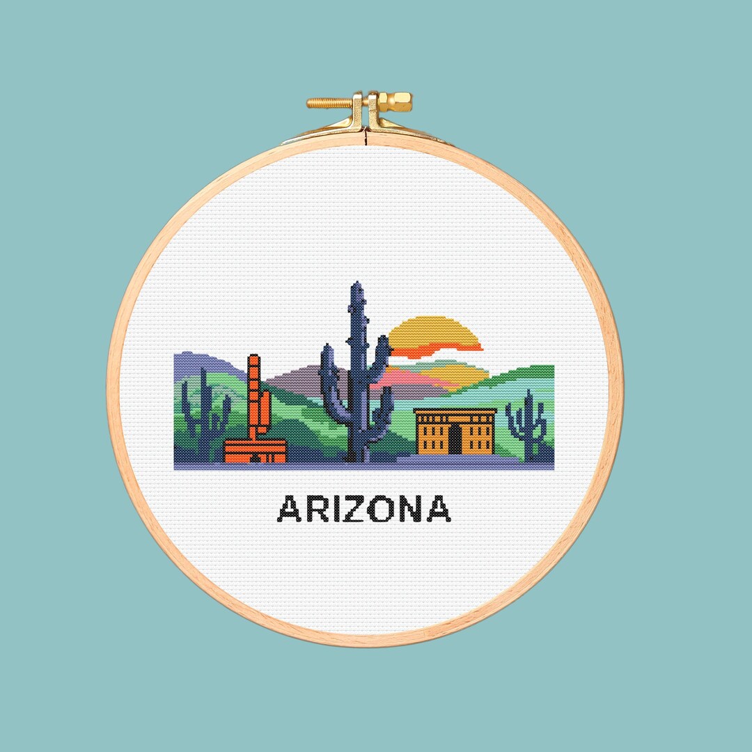 Arizona Cross Stitch Pattern | 140x140 Stitches | 16 Colors | Digital ...