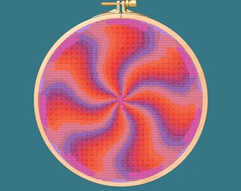 Optical illusion Cross Stitch Pattern. Downloadable Digital PDF Download Design.