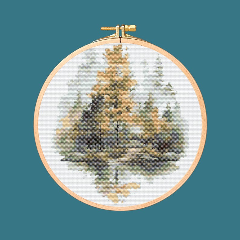 Autumn Landscape Cross Stitch Pattern. Downloadable Digital PDF Design ...