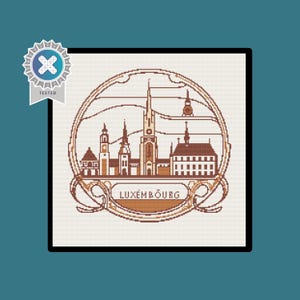 Luxembourg Art Nouveau Cross Stitch Pattern. Downloadable Digital PDF Design.