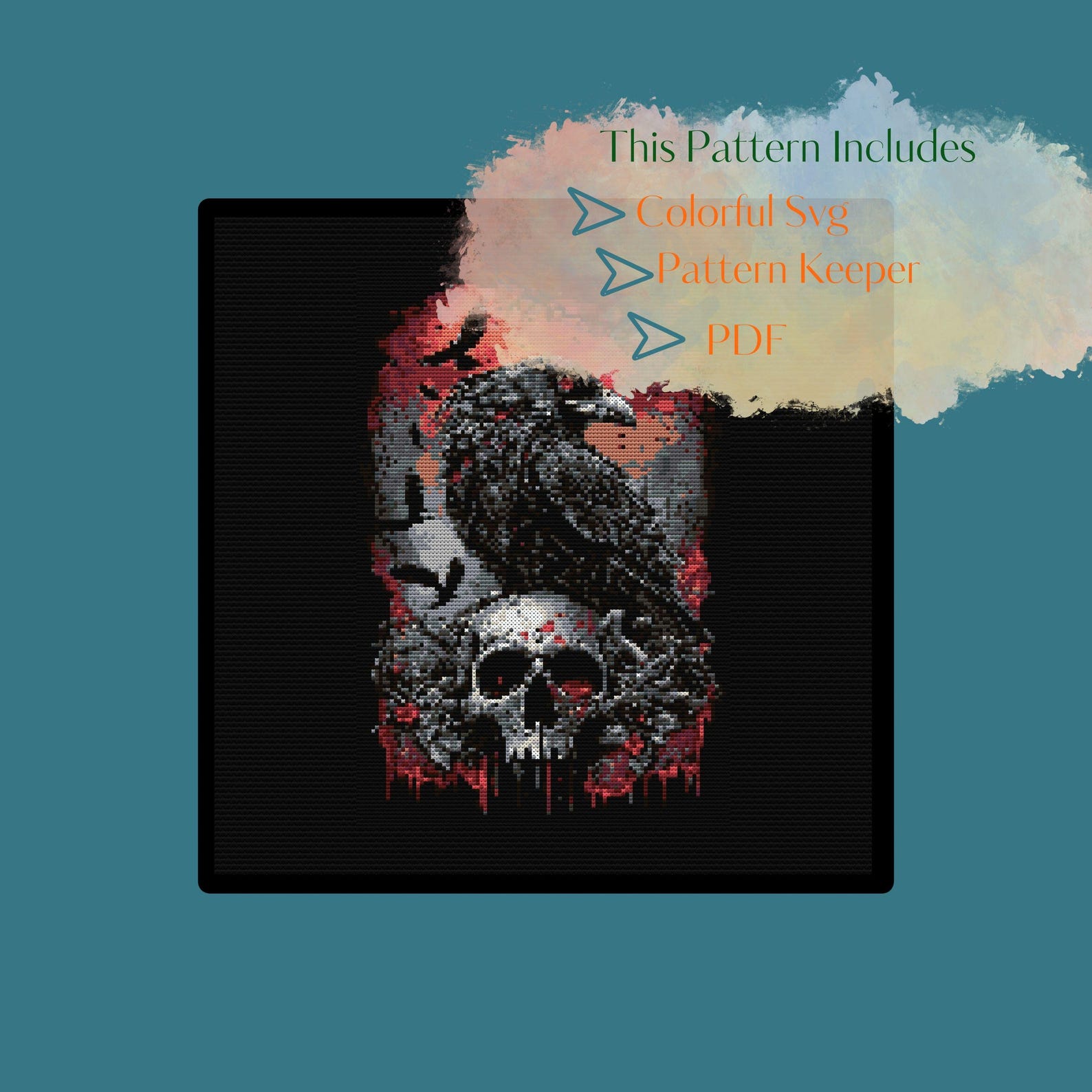 Gothic Raven Cross Stitch Pattern. Downloadable Digital PDF Design. - Etsy
