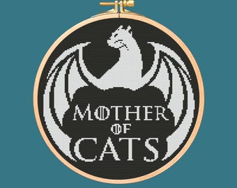 Mother of Cats Cat Cross Stitch Pattern. Downloadable Digital PDF Design.