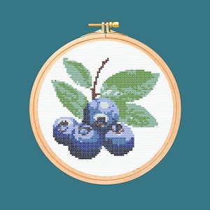 Blueberry Cross Stitch Pattern: Fruit & Vegetable Design (Digital Download)