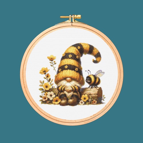 Bienen Wichtel Kreuzstichmuster. herunterladbares digitales pdf Design