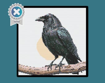 Crow Cross Stitch Pattern. Downloadable Digital PDF Design.