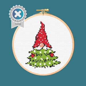Christmas Gnome Cross Stitch Pattern. Downloadable Digital PDF Download Design.