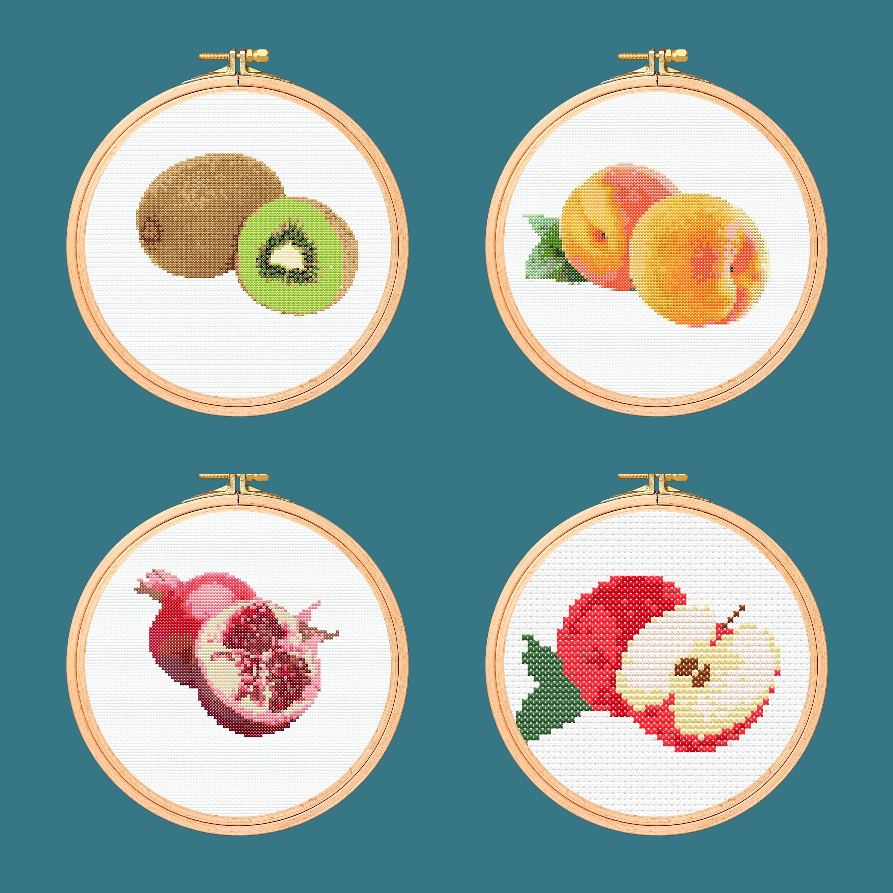 Fruit and Vegetable Cross Stitch Pattern: 20 Designs (digital