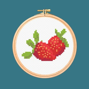 strawberry cross stitch pattern, fruit and vegetables digital download design