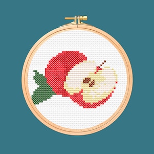 Redapple cross stitch pattern, fruit and vegetables digital download design.