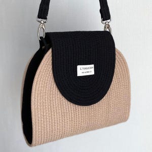 Gehäkelte Jute-tasche Tragetasche ästhetische Häkeln Sie Umhängetasche Seil Griff Tragetasche Handmade Crossbody Taschen Crochet Handtasche für sie