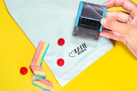 Custom Clothing Name Stamp – Personalized Fabric Stamp for Kids Clothes, Laundry Safe & Wash-Resistant Ink