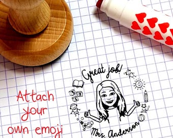 Sello de cara de profesor personalizado: Sello de calificación con emoji personalizado